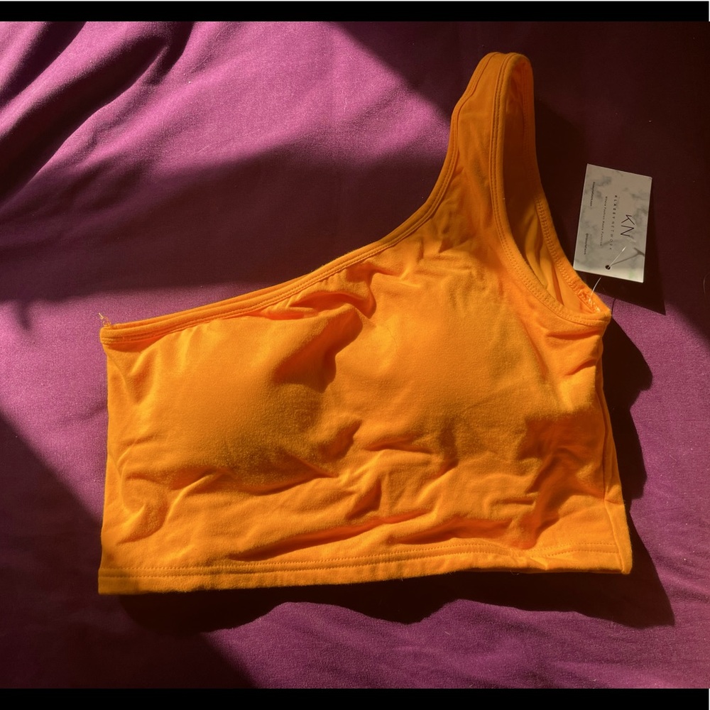 Orange one shoulder going out crop top!